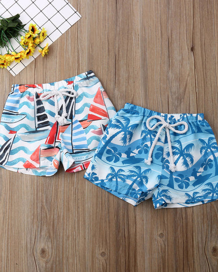 Kąpielówki dla niemowląt w plażowe wzory z wiązaniem