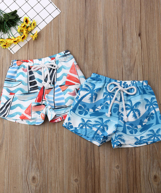 Kąpielówki dla niemowląt w plażowe wzory z wiązaniem