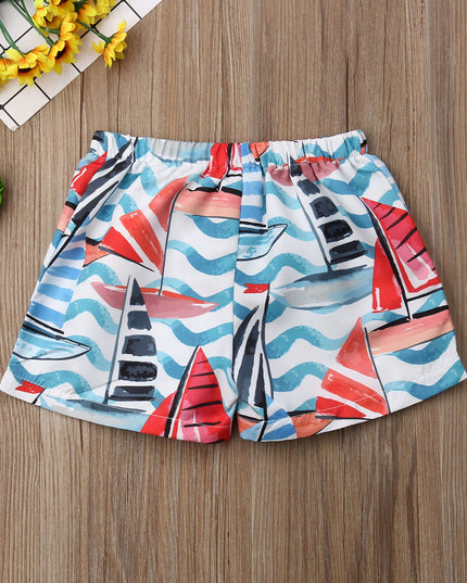 Kąpielówki dla niemowląt w plażowe wzory z wiązaniem