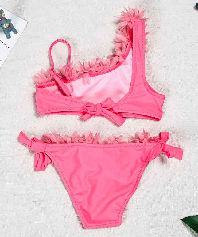 Strój kąpielowy dwuczęściowy bikini dla dziewczynek z kwiatuszkami