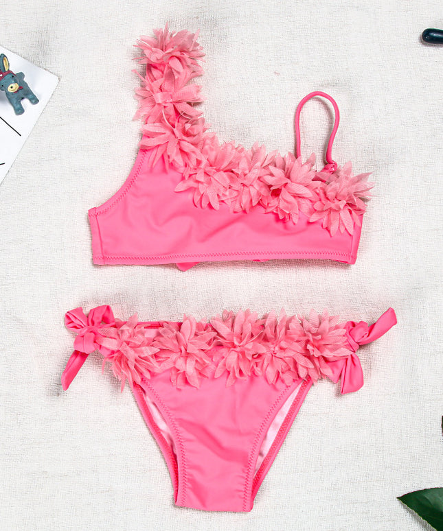 Strój kąpielowy dwuczęściowy bikini dla dziewczynek z kwiatuszkami