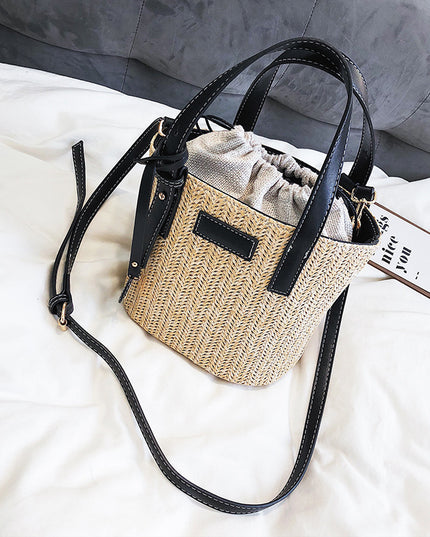 Torba plażowa słomkowa ze wstawkami