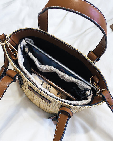 Torba plażowa słomkowa ze wstawkami