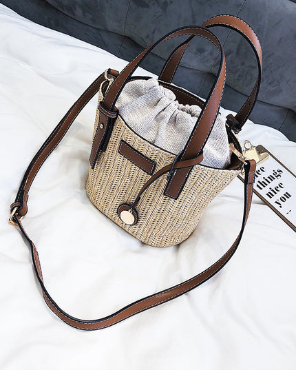 Torba plażowa słomkowa ze wstawkami