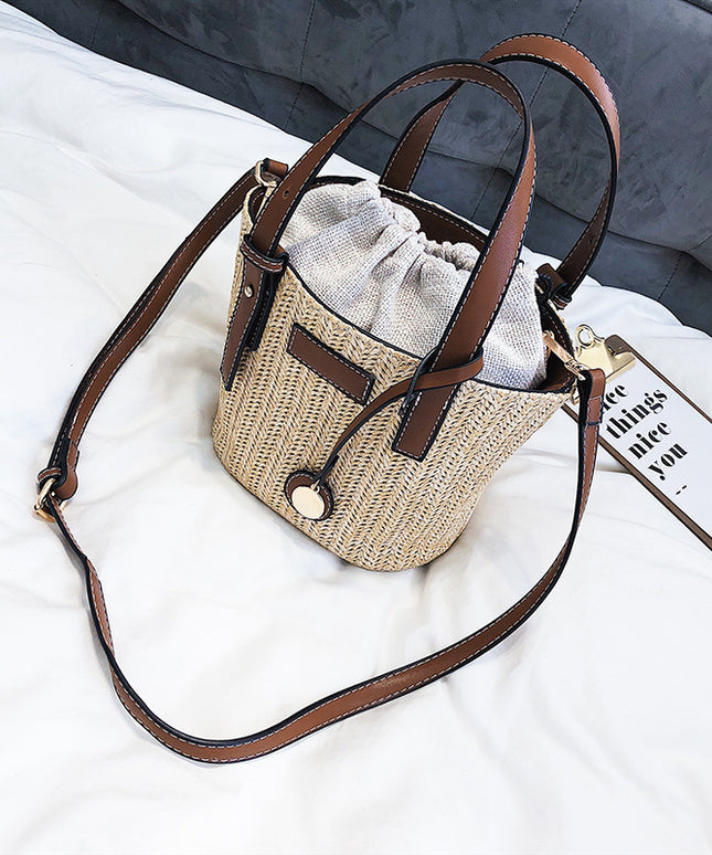 Torba plażowa słomkowa ze wstawkami