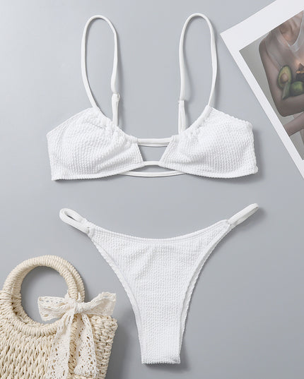 Damski dwuczęściowy strój kąpielowy z marszczonego materiału