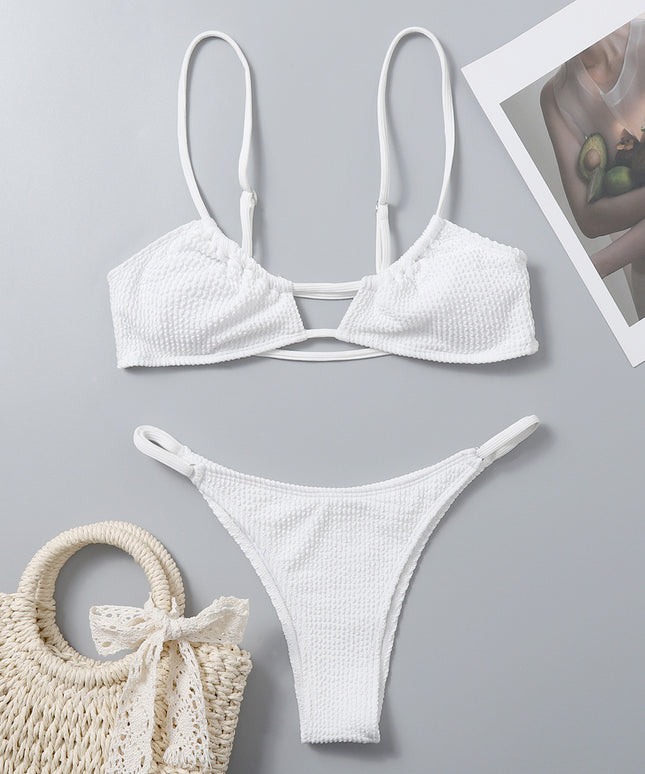 Damski dwuczęściowy strój kąpielowy z marszczonego materiału