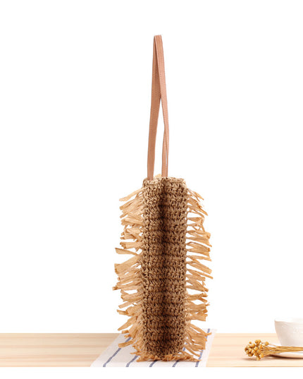 Torba plażowa słomkowa z frędzlami