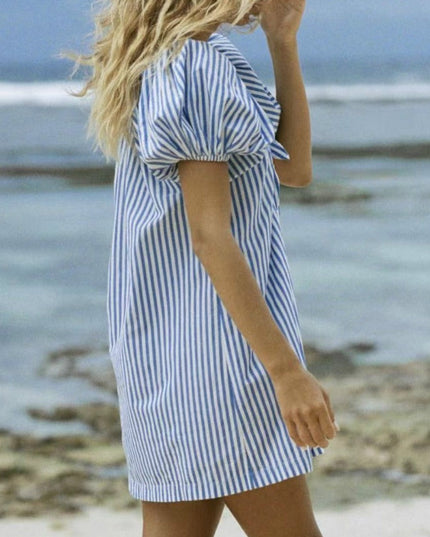 Sukienka mini letnia zwiewna w paski