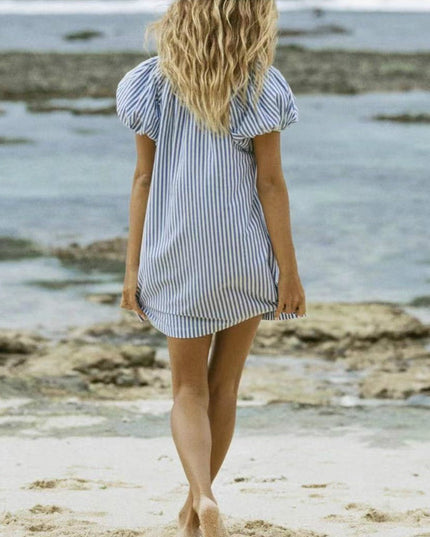 Sukienka mini letnia zwiewna w paski