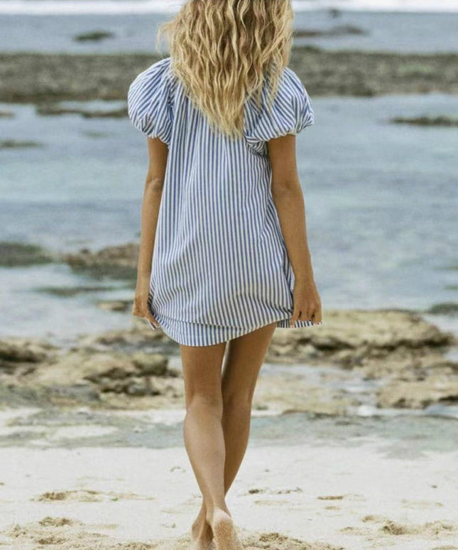 Sukienka mini letnia zwiewna w paski