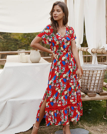 Sukienka midi letnia w kwieciste wzory