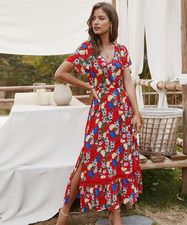 Sukienka midi letnia w kwieciste wzory