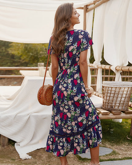 Sukienka midi letnia w kwieciste wzory