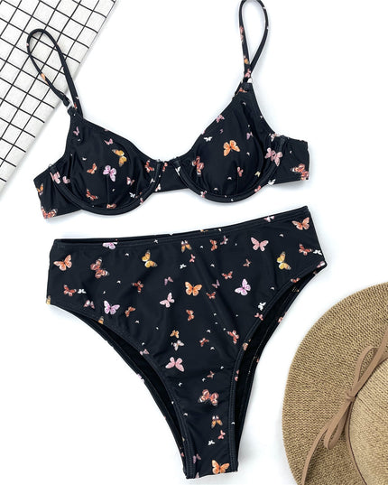 Damski dwuczęściowy strój kąpielowy bikini w motyle