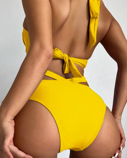 Damski dwuczęściowy strój kąpielowy bikini z głębokim dekoltem