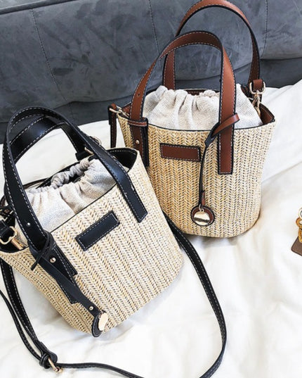 Torba plażowa słomkowa ze wstawkami