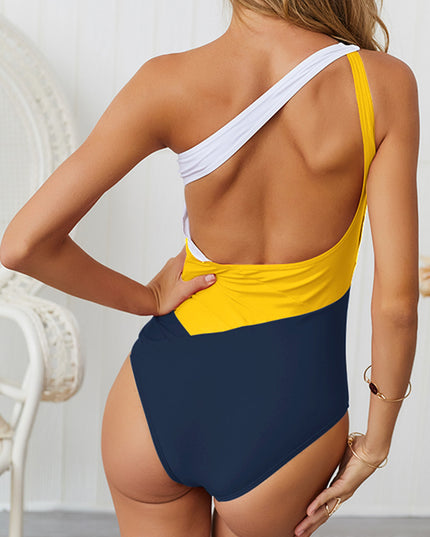 Damski jednoczęściowy strój kąpielowy na jedno ramię z wycięciem na plecach