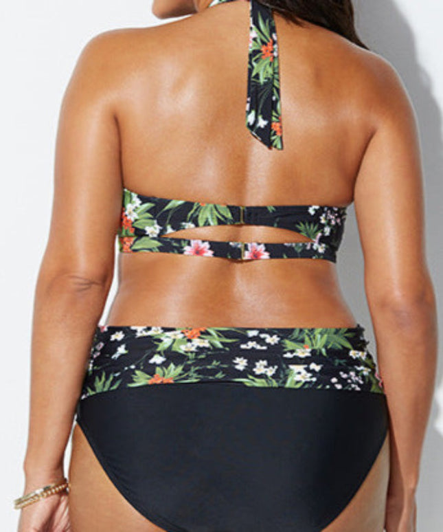 Dwuczęściowy strój kąpielowy plus size z podwójnym zapięciem