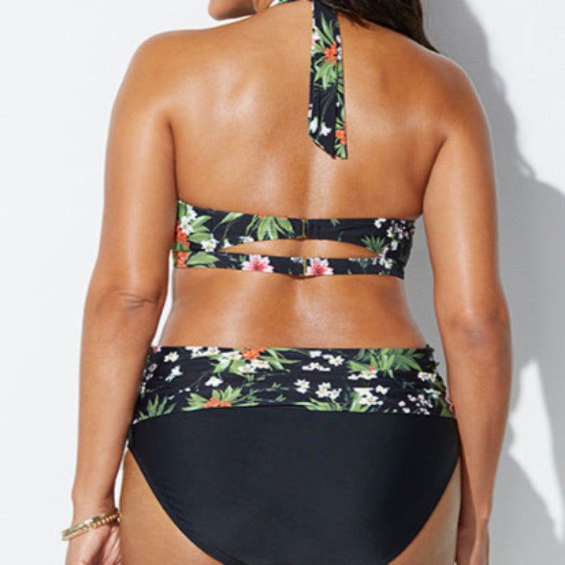 Dwuczęściowy strój kąpielowy plus size z podwójnym zapięciem