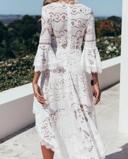 Sukienka midi biała koronkowa letnia zwiewna