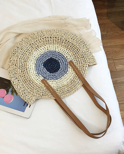 Torba plażowa słomkowa w okrągłym kształcie