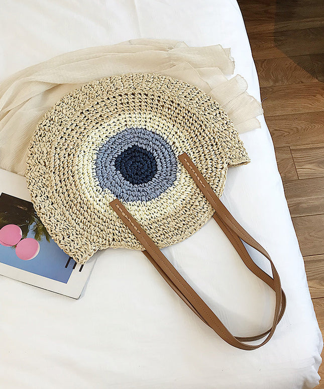 Torba plażowa słomkowa w okrągłym kształcie