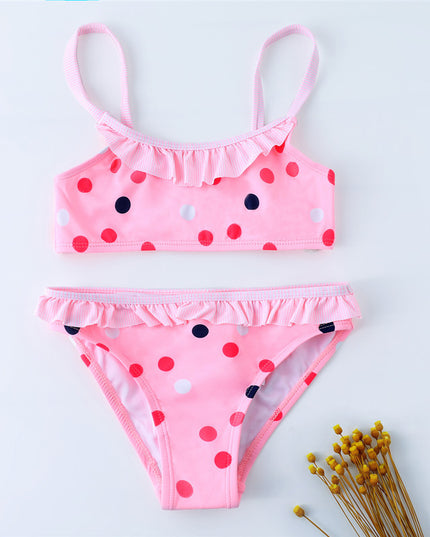 Dwuczęściowy strój kąpielowy bikini dla dziewczynek z falbanką