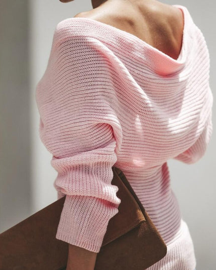 Damski sweter dziergany z kopertowym dekoltem