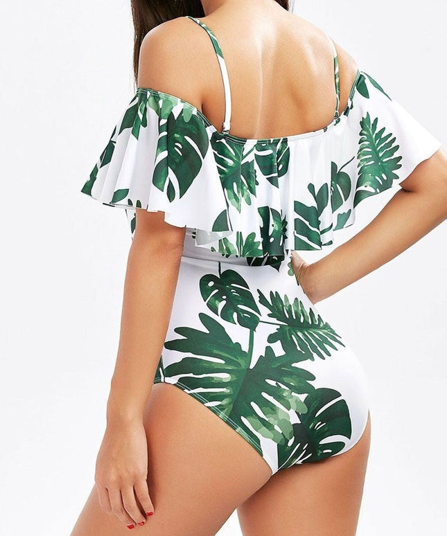 Damski jednoczęściowy strój kąpielowy z opadającymi ramiączkami