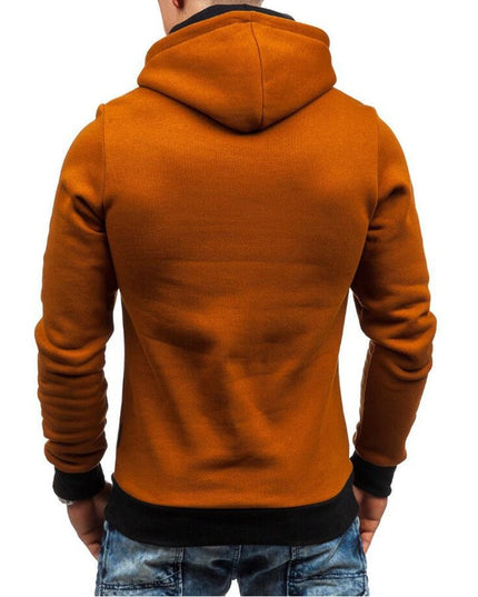 Męska bluza z kapturem dwukolorowa zapinana na skośny zamek