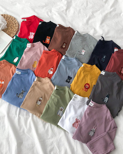 Damska koszulka z długim rękawem z naszywkami zwierzątek