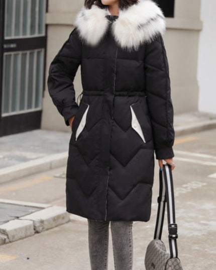 Damski kurtka zimowa taliowana z futerkiem