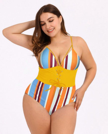 Jednoczęściowy strój kąpielowy plus size z gorsetem