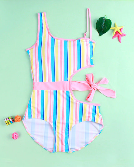 Jednoczęściowy strój kąpielowy dla niemowląt z wycięciem i wiązaniem