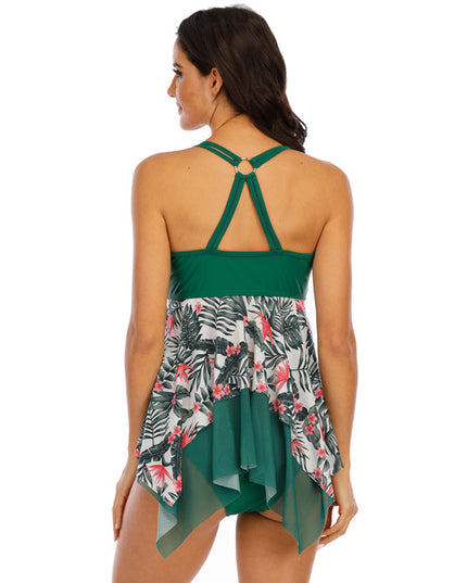 Dwuczęściowy strój kąpielowy tankini z podwójną falbanką