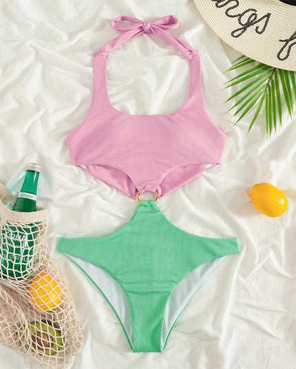 Jednoczęściowy strój kąpielowy monokini w pastelowych kolorach