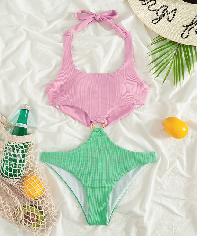 Jednoczęściowy strój kąpielowy monokini w pastelowych kolorach