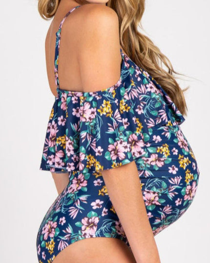 Jednoczęściowy strój kąpielowy dla kobiet w ciąży w kwiaty