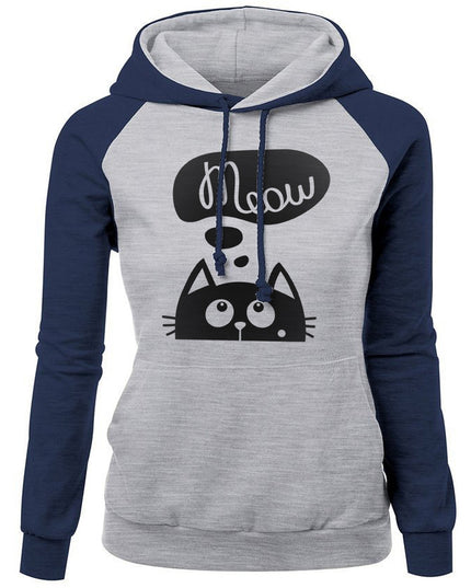 Damska bluza dwukolorowa z nadrukiem kota