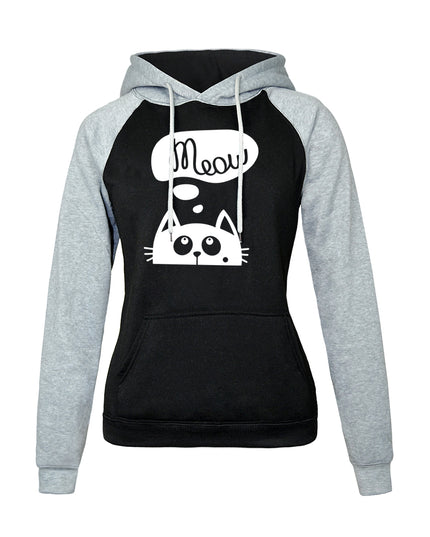 Damska bluza dwukolorowa z nadrukiem kota