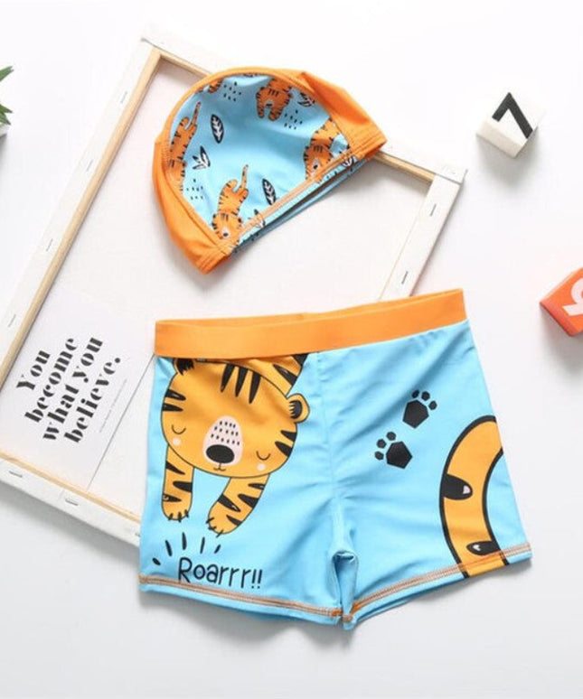 Kąpielówki dla niemowląt z czepkiem kąpielowym w zwierzątka