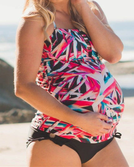 Dwuczęściowy strój kąpielowy dla kobiet w ciąży wzorzysty