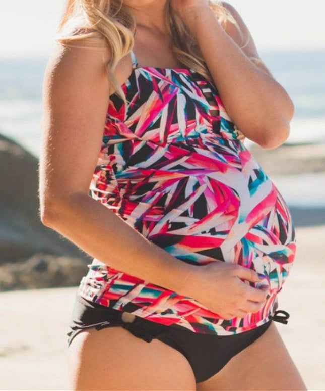 Dwuczęściowy strój kąpielowy dla kobiet w ciąży wzorzysty