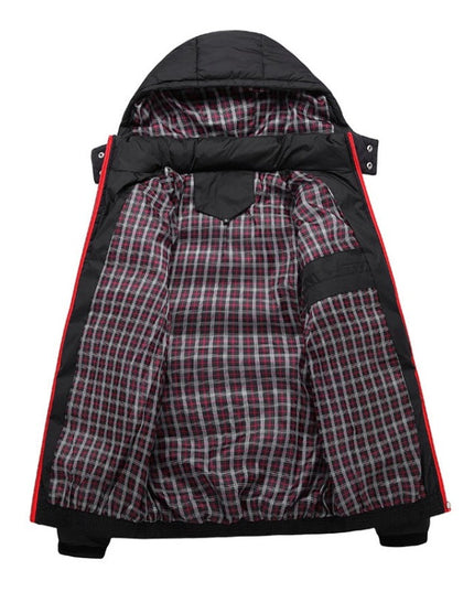 Męska kurtka zimowa pikowana z kontrastowymi zamkami