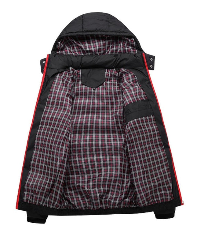 Męska kurtka zimowa pikowana z kontrastowymi zamkami