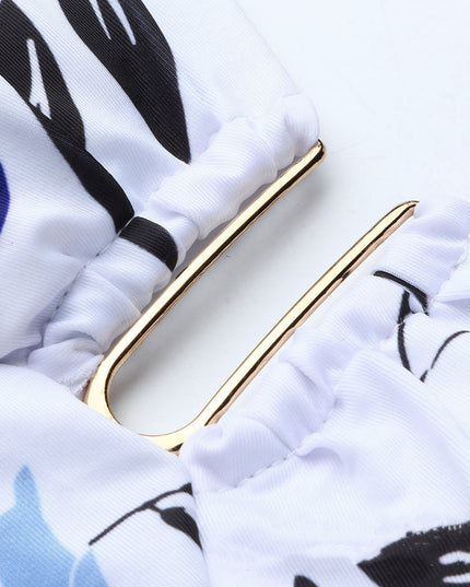 Dwuczęściowy strój kąpielowy dla kobiet w ciąży biały w kwiaty