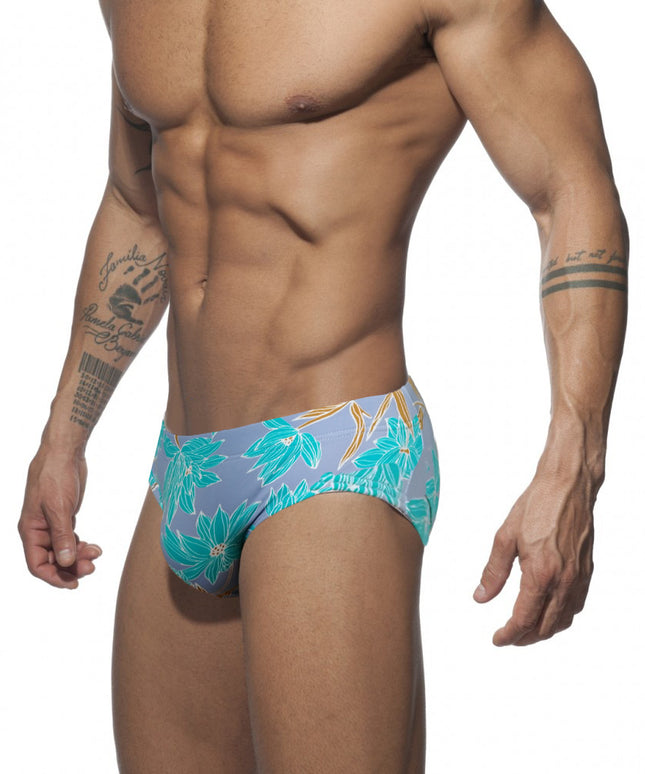 Męskie slipy kąpielowe z motywem liści