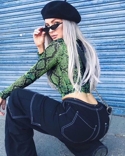 Damska koszulka z długim rękawem we wzór węża