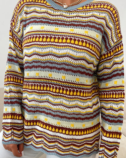 Damski sweter dziergany wielokolorowy
